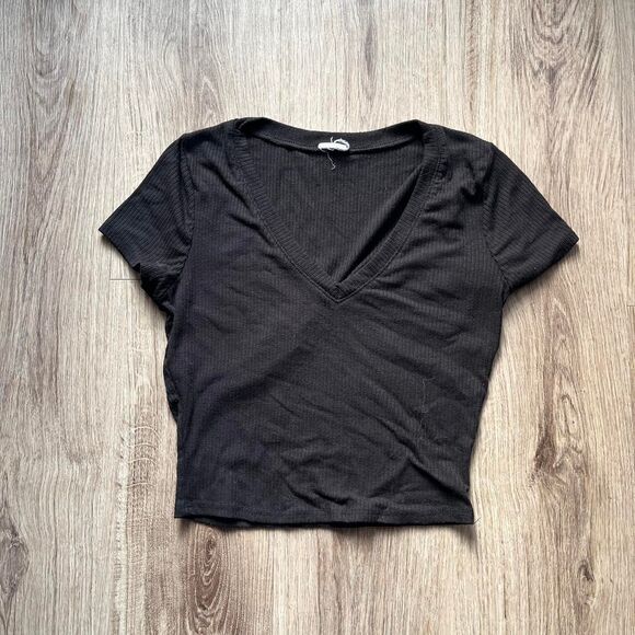 Women's Black ribbed crop top Size XS - Picture 1 of 4